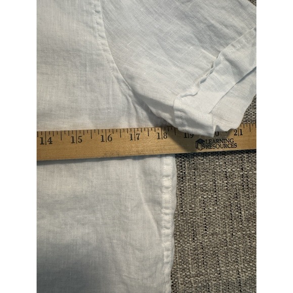 Men's PERRY ELLIS White 100% Linen Shirt Size Small Short Sleeve Machine Wash - Picture 9 of 14